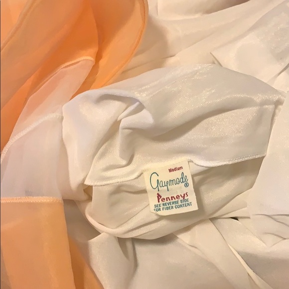 Vintage Penneys White & Peach Sheer Dress - Picture 8 of 8